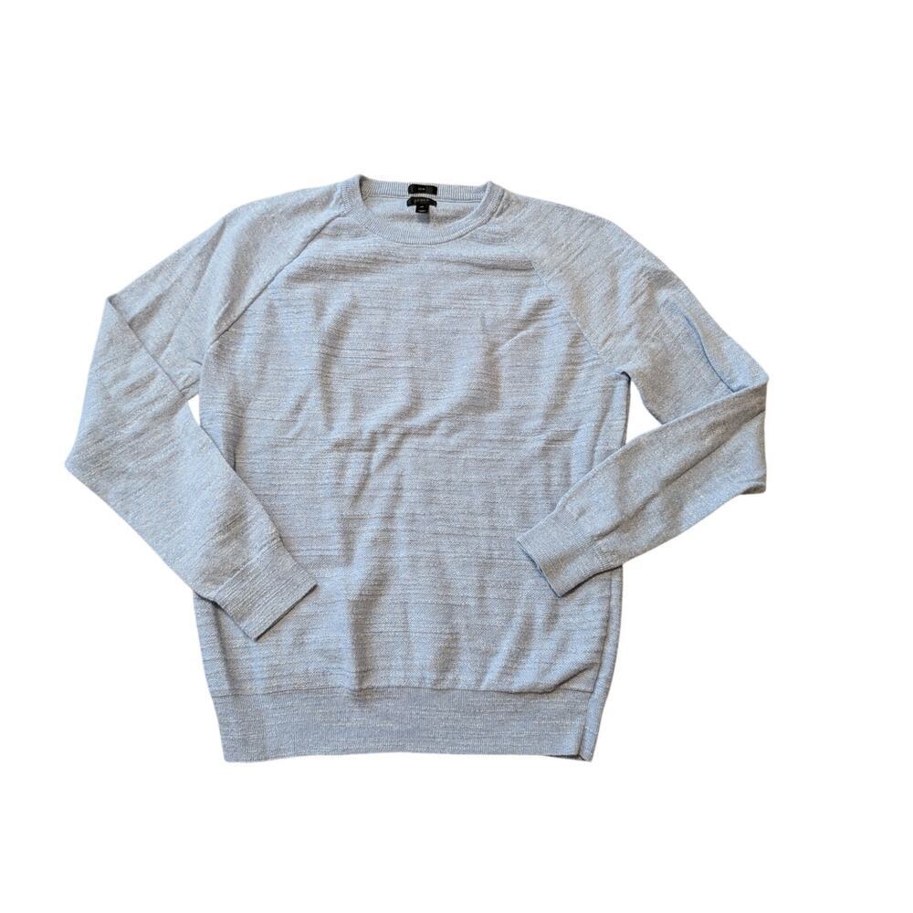 TALBOTS classic crew neck, 100% cotton sweater; light blue, slim fit, Medium